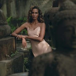 Jimmy Dusty Pink Peace Silk Slip Dress • Open Back Dress • Evening Boho Dress