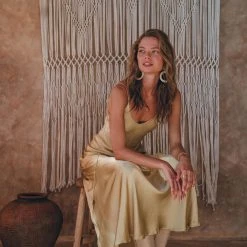 Jimmy Golden Silk Slip Dress • Peace Silk Boho Dress Women • Silk Long Maxi Dress Silk Garments