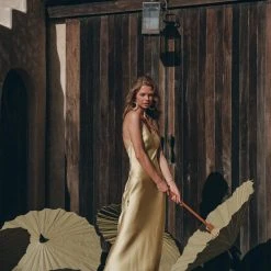 Jimmy Golden Silk Slip Dress • Peace Silk Boho Dress Women • Silk Long Maxi Dress Silk Garments