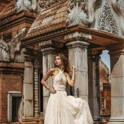 Eddie Off-White Bohemian Adjustable Dress • Evening Open Back Belly Dress