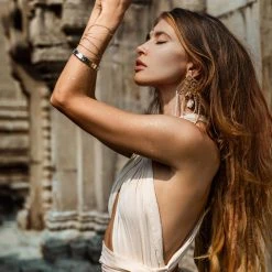 Eddie Off-White Bohemian Adjustable Dress • Evening Open Back Belly Dress