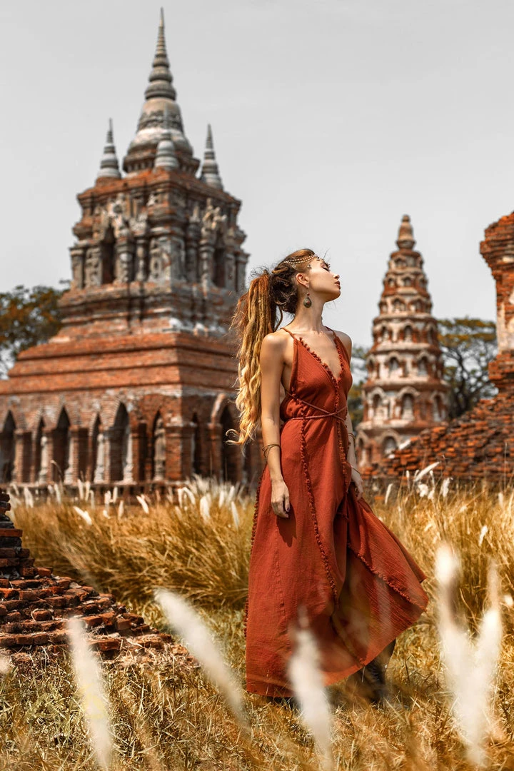 Jimmy Greek Goddess Dress • Bohemian Braided Dress • Red Open Back Dress New Collection