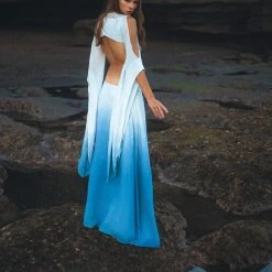 Jimmy Ombré Sky Blue Organic Wedding Boho Dress For Women