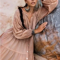 AYA Sacred Wear NEW! Boho Dress For Women • Beige Bohemian Prom Dress • Light Summer Dress New Collection