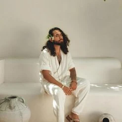 AYA Sacred Wear On Sale Off-White Tribal Kimono Robe For Men 15 AYA Sacred Wear On Sale Off-White Tribal Kimono Robe For Men