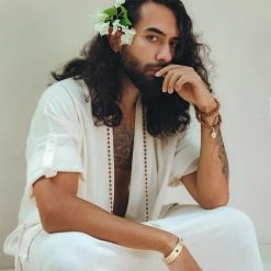 AYA Sacred Wear On Sale Off-White Tribal Kimono Robe For Men