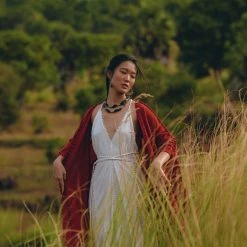 Jimmy Red Poncho Robe • Boho Cape For Women • Bohemian Kimono Overcoat New Collection